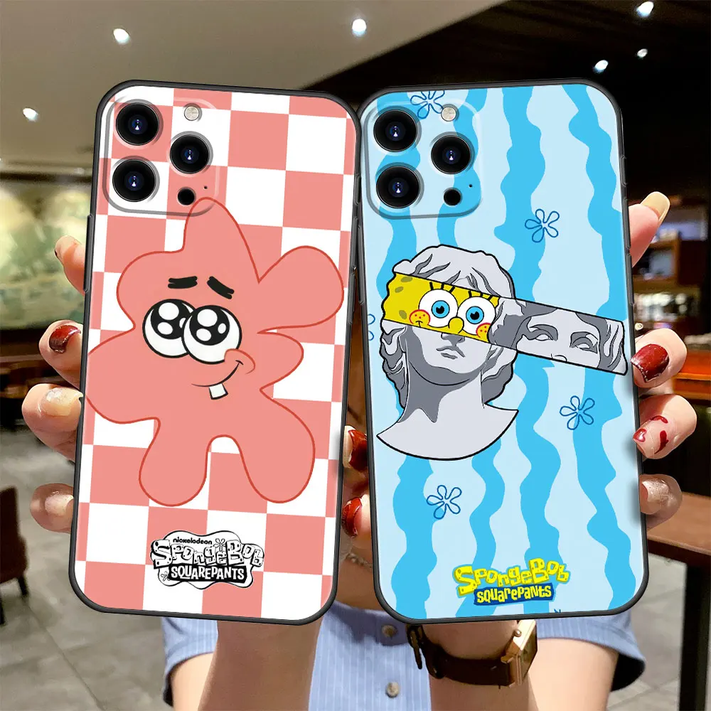 

Bag Shell Phone SpongeBobs Arts Case for iPhone 8 Plus 11 12 13 Pro Max 7 SE XR XS 5S 6splus Mini 2020 12pro 8plus 6plus Soft