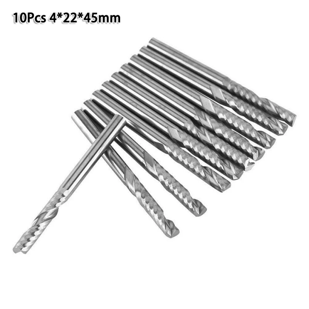 

Концевые фрезы с одной канавкой, Спиральные Фрезы с ЧПУ для резки дерева, рельефные скульптурные резки, гравировки, прорезки, 10 шт.