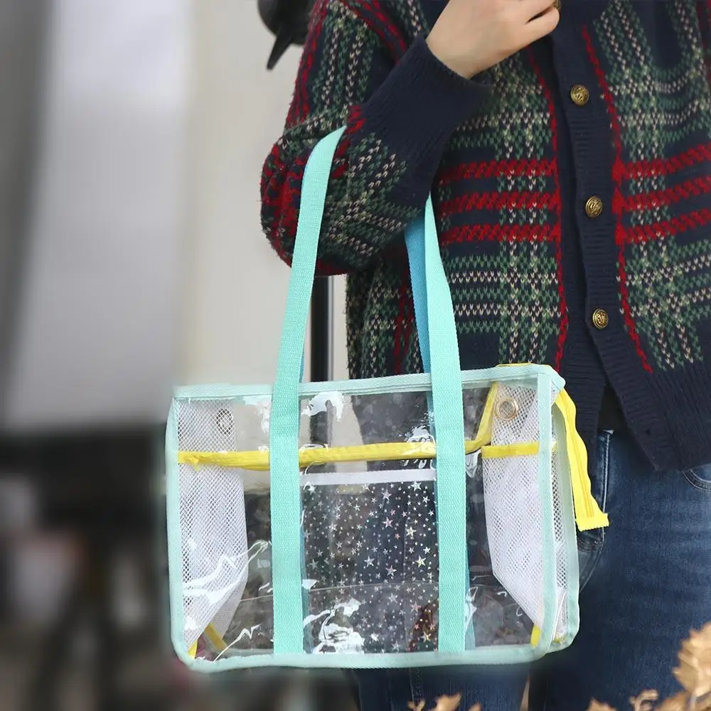 

Корейская летняя портативная прозрачная пляжная сумка-тоут из ПВХ, дорожная сумка для фитнеса и хранения, косметичка, водонепроницаемая сумка