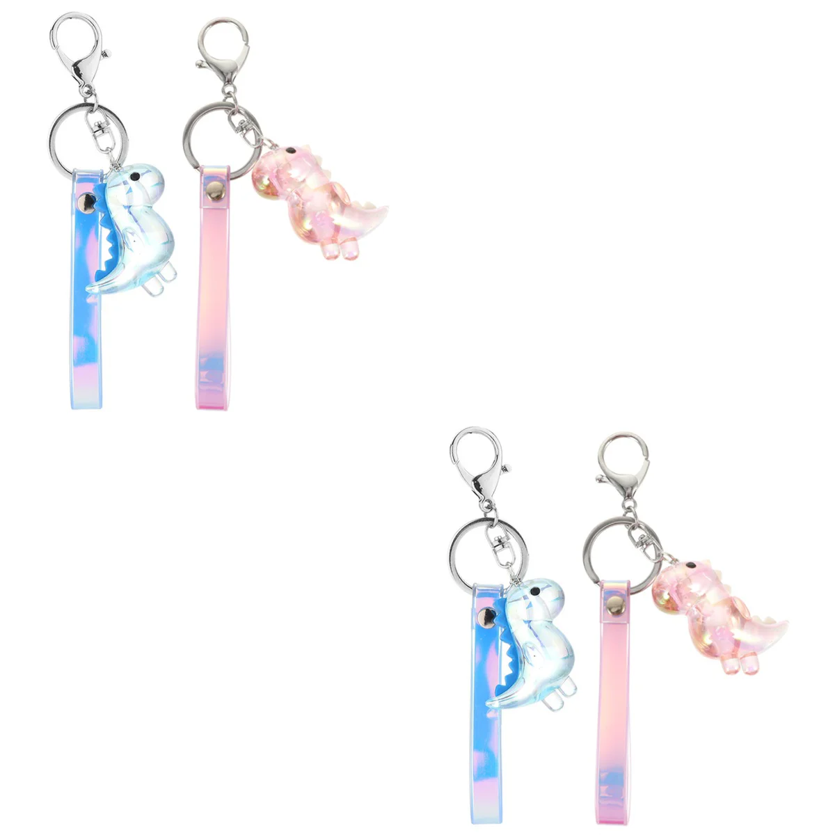 

4 Pcs Gift Ladies Wallet Dinosaur Keychains Rings Pu Decor Child Acrylic Pendant