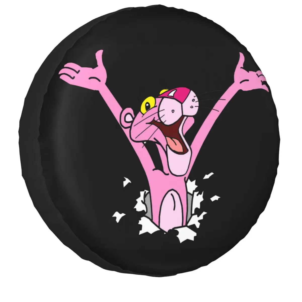 

Cute Pink Panthers Cartoon Tire Cover 4WD 4x4 Trailer Spare Wheel Protector Universal for Mitsubishi Pajero 14" 15" 16" 17" Inch
