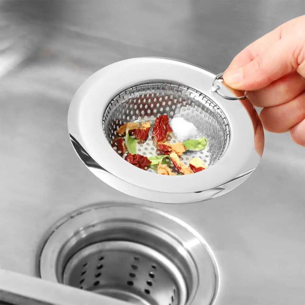 

Stainless Steel Sink Strainer With Handle Hair Clean Up Mesh Trap Floor Drain Filter For Kitchen Bathroom Anti Clog Shower Drain