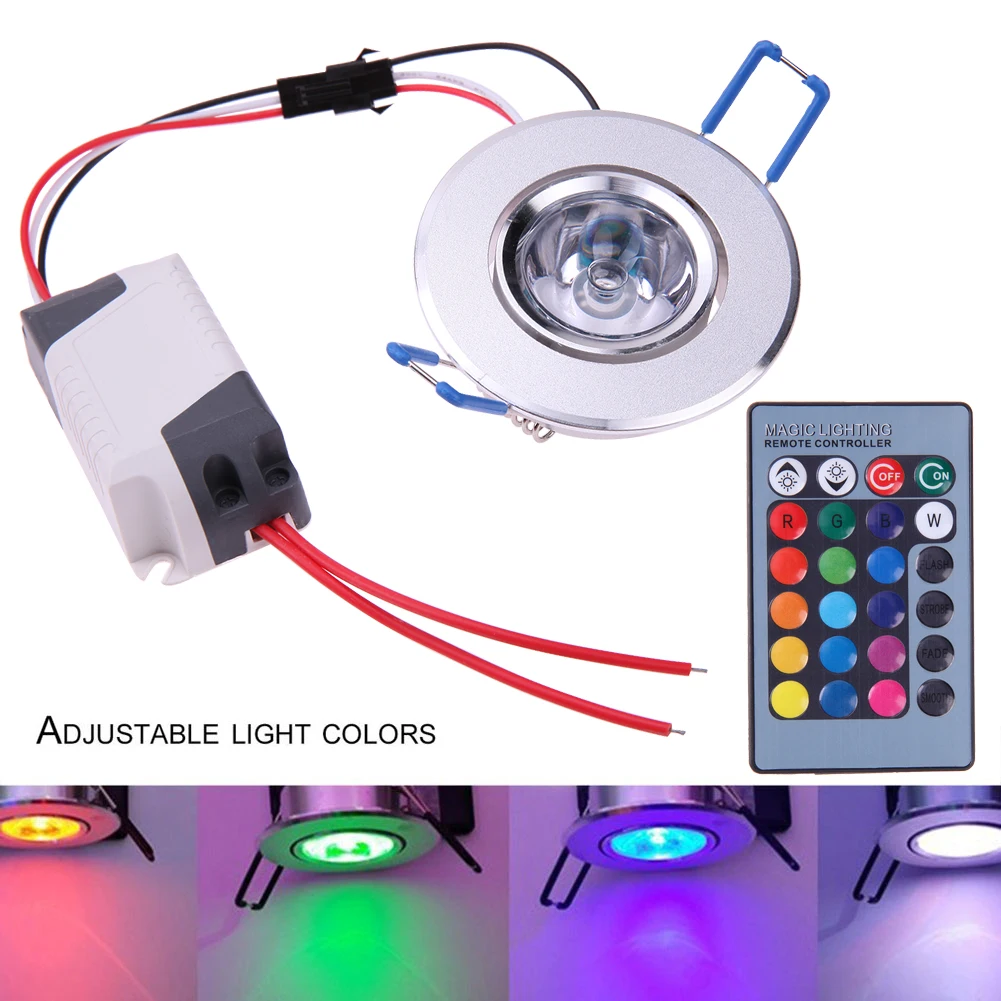 

3W RGB Downlight AC85-265V Ceiling Downlight Lamp Spot Light with Remote Control for Entertainment Place Exhibition Hall Bar
