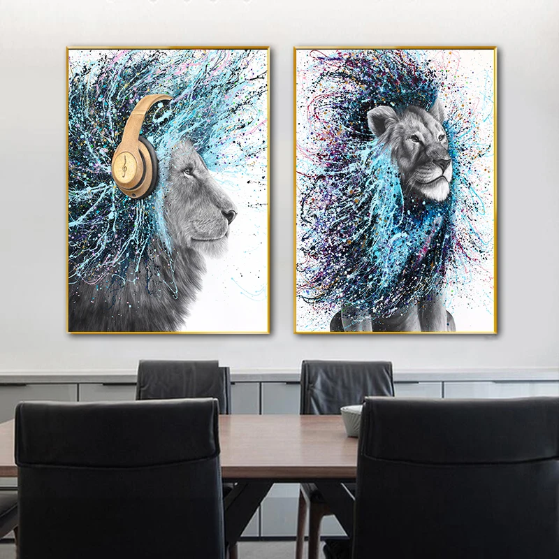 Ed Hair Lion Poster And Prints With Frame Harrison Artist Abstract Figure Animal Canvas For Living Room Home Decor