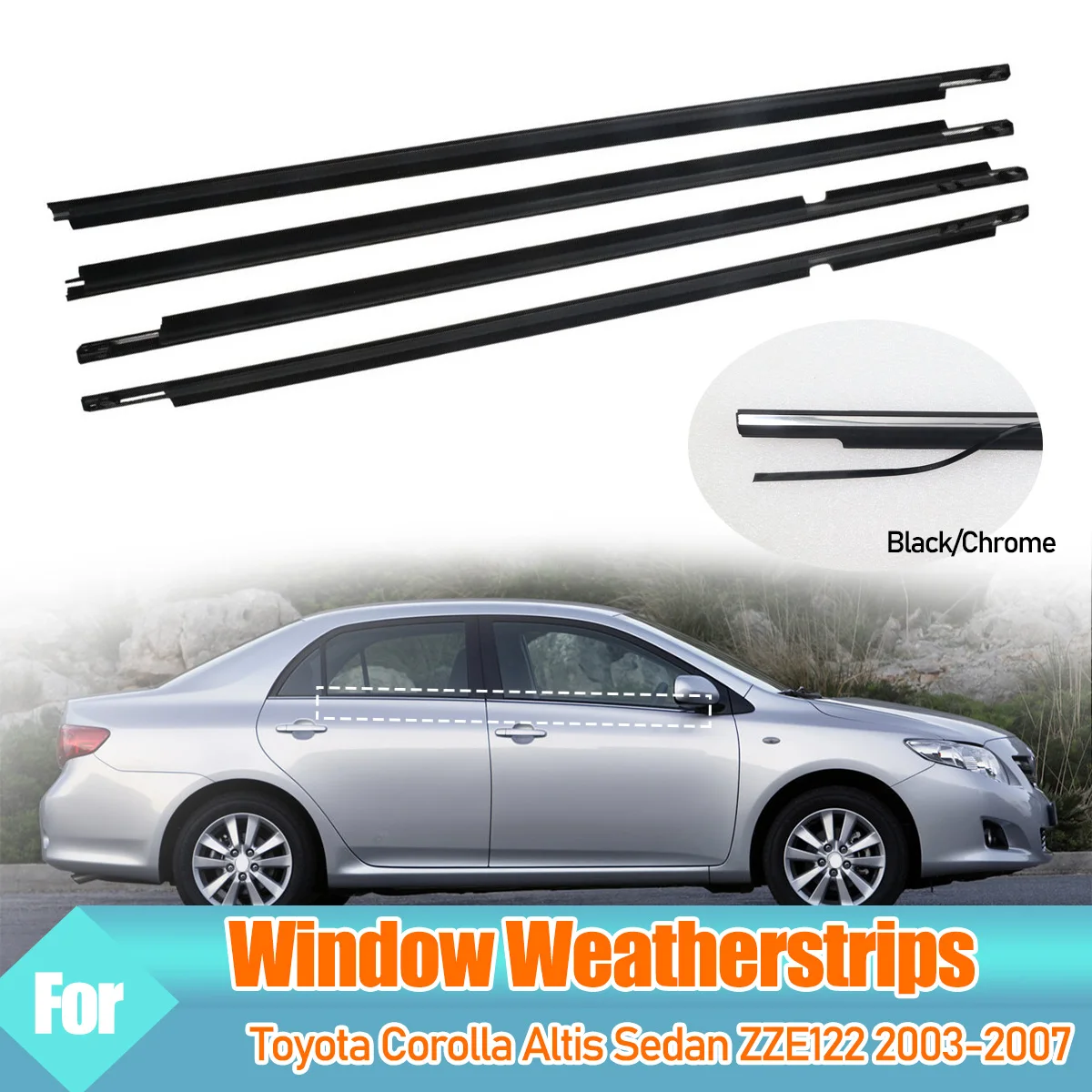 4 шт. резиновая уплотнительная лента для наружных окон молдинговая Накладка Toyota