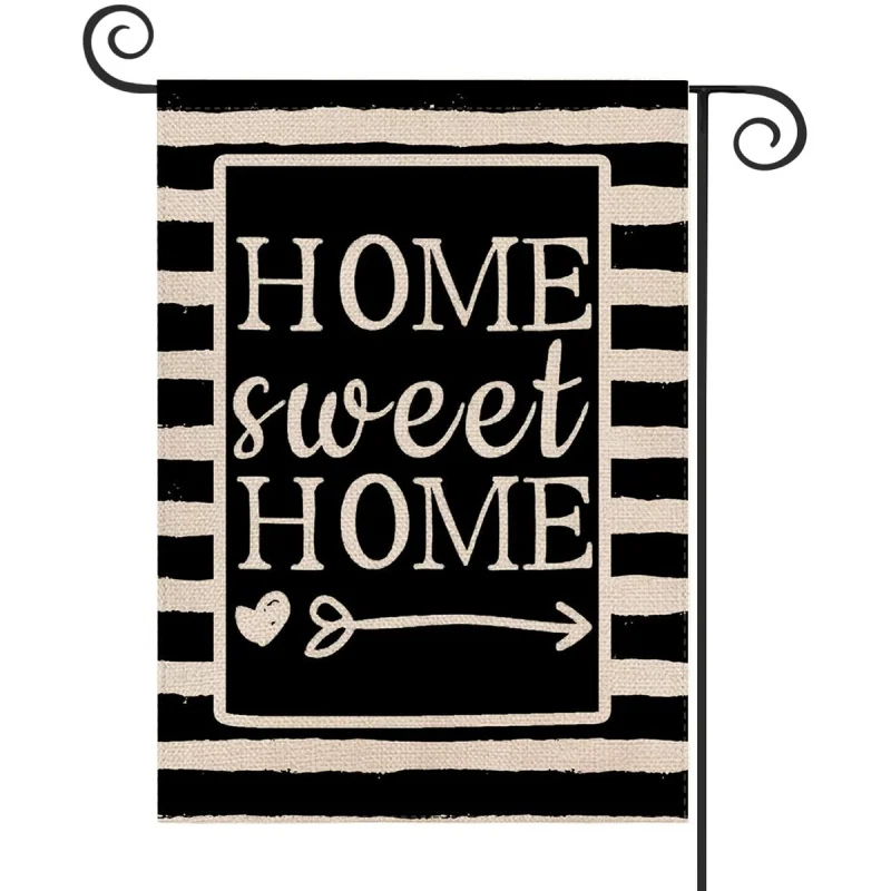 

1PC Home Sweet Home Pattern Linen Cotton Garden Flag Banner Indoor Outdoor Home Garden Hanging Decor