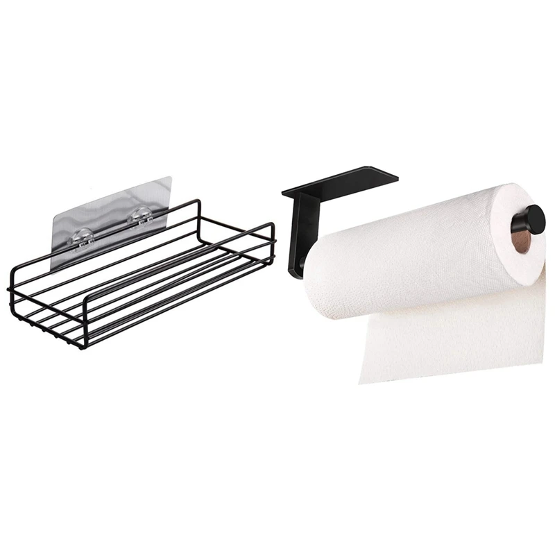 

Free Punching Wall Hanging Wall Stick Storage Shelf Rack & Paper Towel Holder, Stainless Steel
