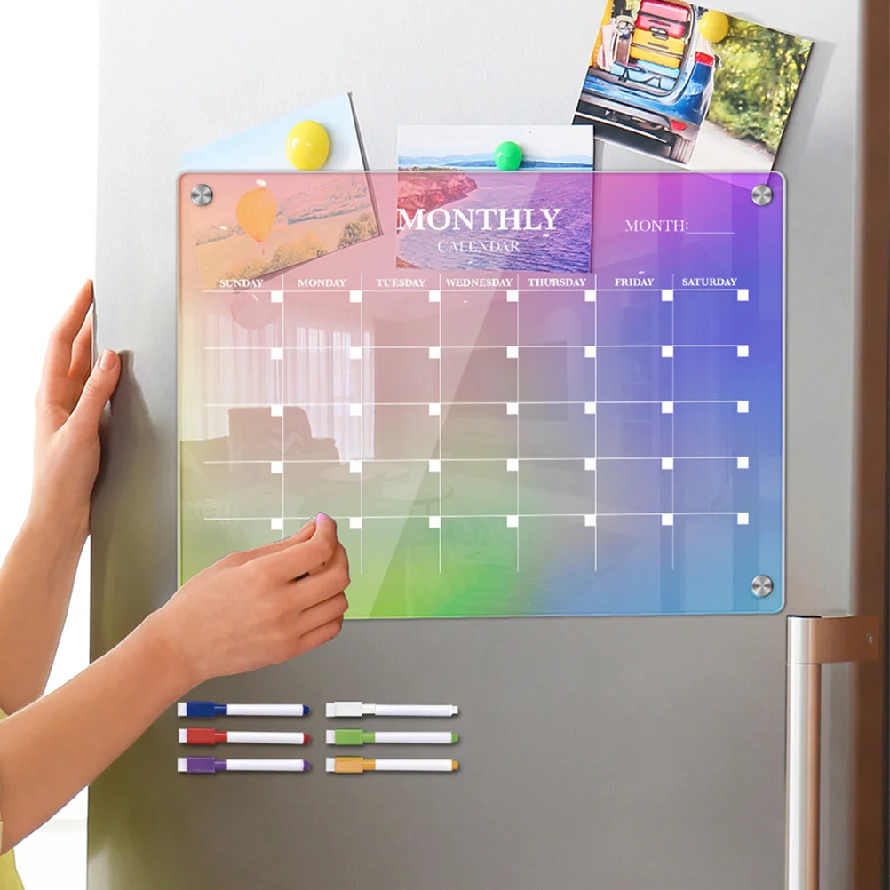 

Magnetic Calendar Fridge Dry Erase Set Colored Decorative Planner Board Markers