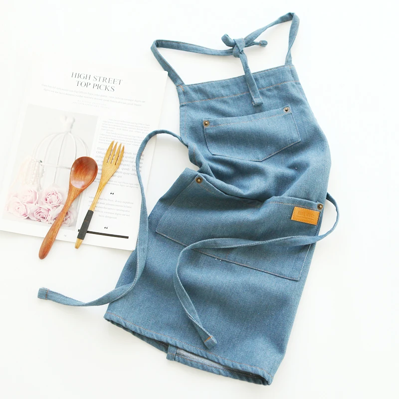 

Korean version of fashionable cotton thickened denim children's kindergarten painting apron primary school students baby apron