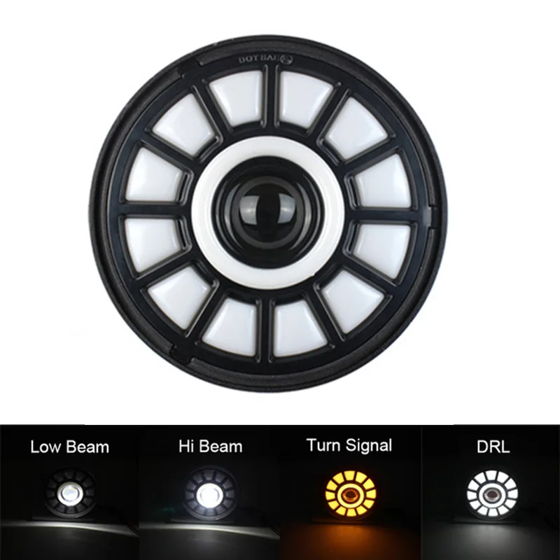 

White Angel Eyes 7 Inch Led Headlight For Honda CB400 CB500 CB1300 Hornet 250 900 VTECVTR250 DOT Approved