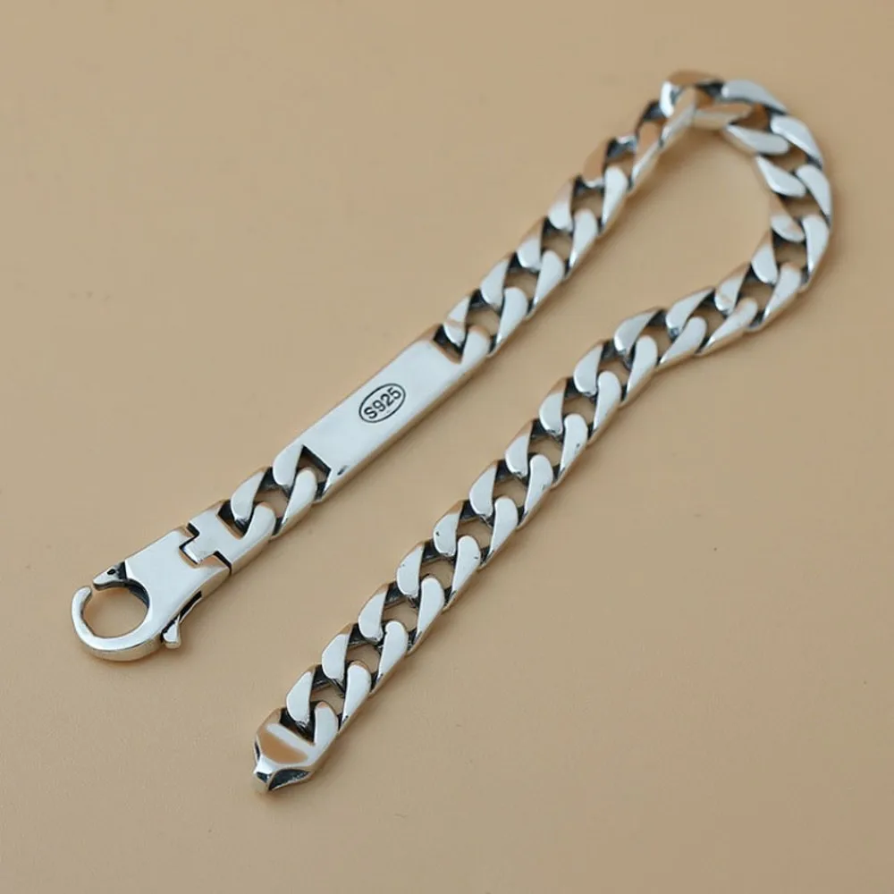 Настоящая твердая цепочка из стерлингового серебра 925 пробы мужская квадратная 7