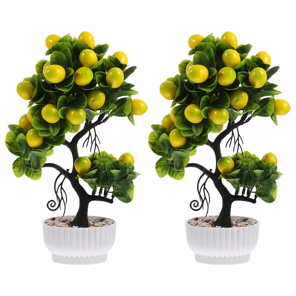 

Artificial Fruit Tree Fake Plants Decor Realistic Bonsai Desktop Adornments Green Decors Decorative Pot Home Office Table