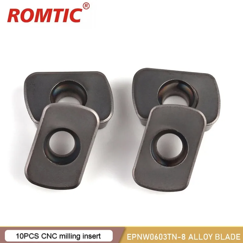 

Фрезерная вставка ROMTIC с ЧПУ для быстрой подачи, EPNW0603TN-8 сплав, вставка R2, зернистость ASR06, торцевая фреза, вставка 1/10/30 шт.