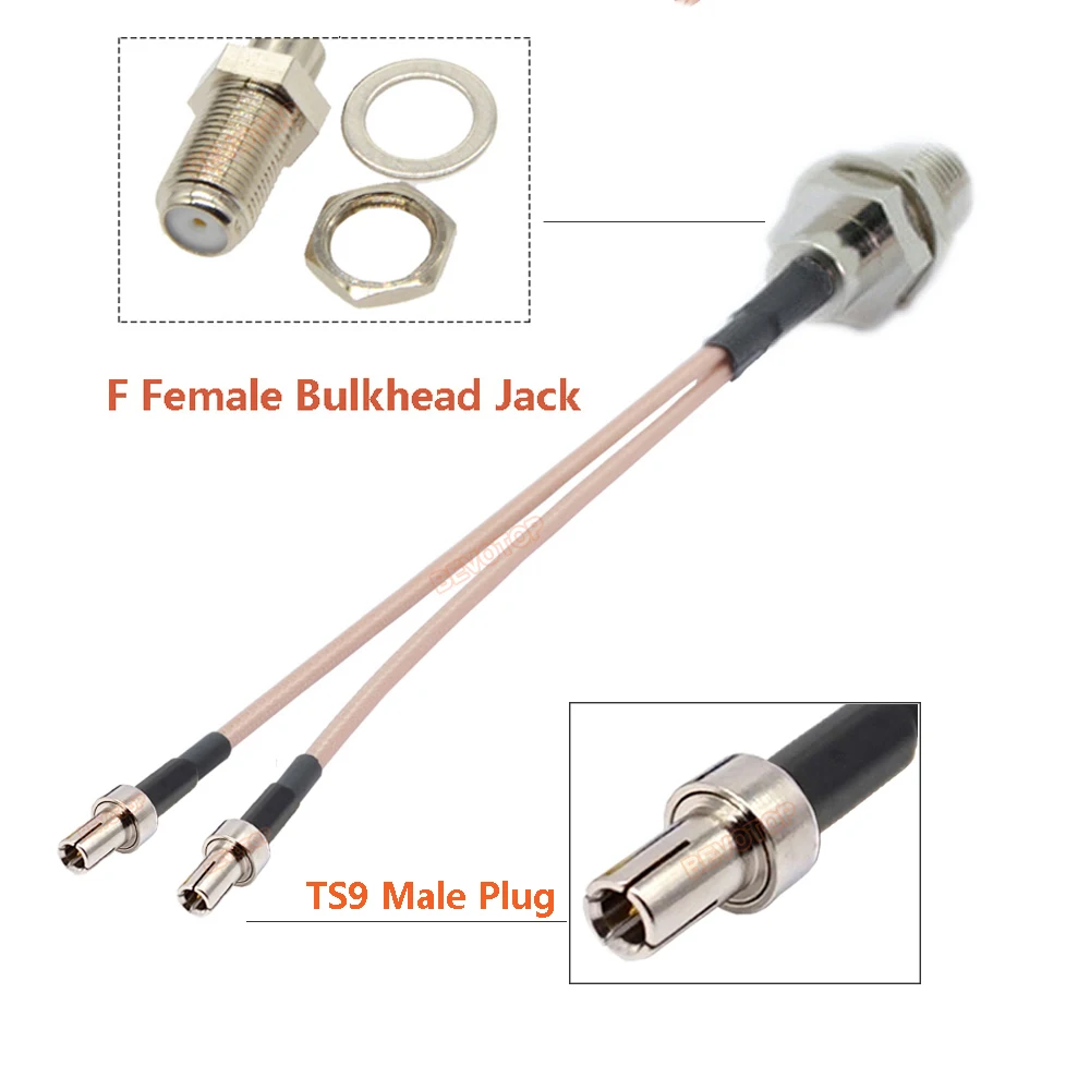 BEVOTOP Разветвитель кабеля RG316 F Female на 2x TS9/CRC9 10см-2м