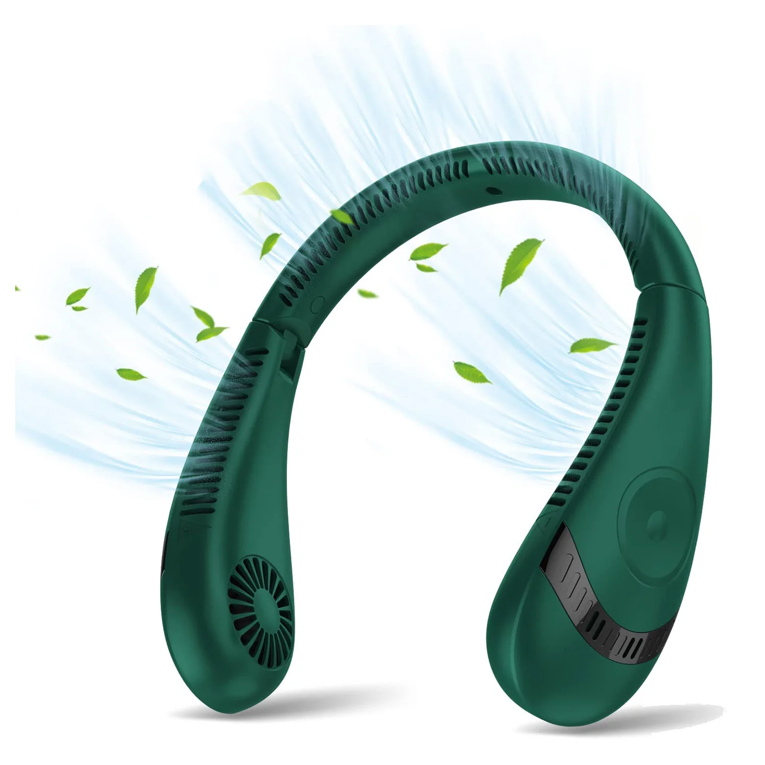 

Portable Hanging Neck Fan 5000MAh Bladeless Sports Fans with 3 Speeds for Outdoor, Home, Office, School, Camping-Green