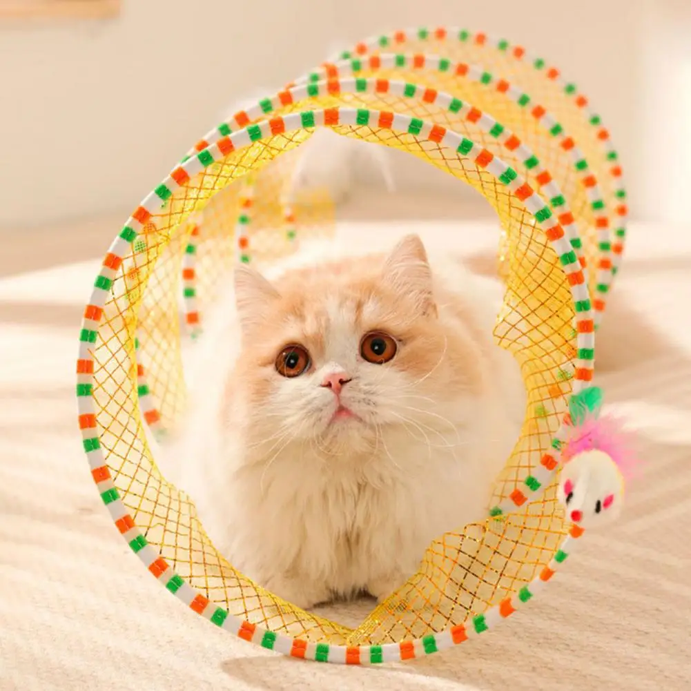 

CFolded Cat Tunnel S Type Cats Tunnel Spring Toy Pet Channel Elastic Kitten Tunnel Kitten Interactive Cat Toys Pet Supplies
