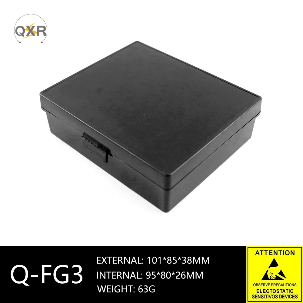 QXR FG03 ящик для компонентов ESD с крышкой, маленький антистатический черный чехол, проводящий пластиковый маленький ящик для флеш-памяти ЦП