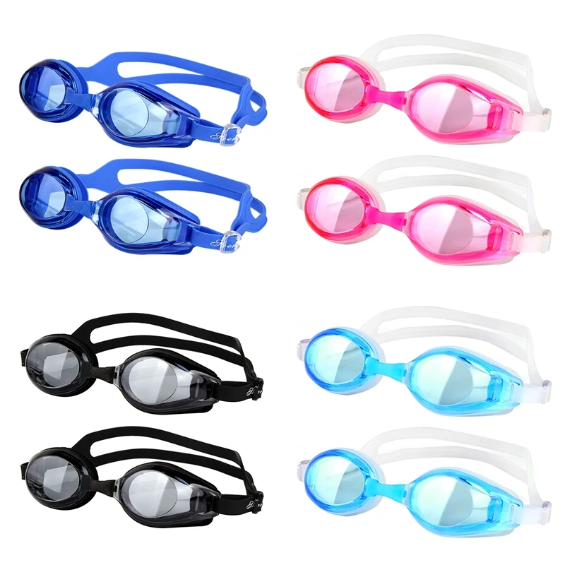 

Shenyu 2Pcs Adjustable Goggles Swimming Glasses Anti-Fog UV Protect Children Waterproof Silicone Mirrored Swim Eyewear