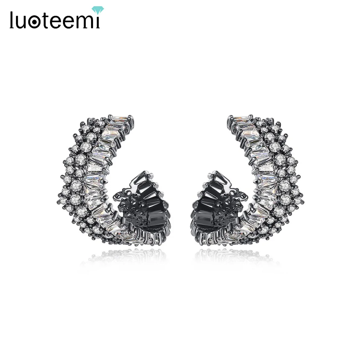 

LUOTEEMI Hot Sell New Zircon Round Big Hoop Earrings For Women Earrings Jewelry Gift 2021 Aros Bridal Wedding Jewelry Accessory