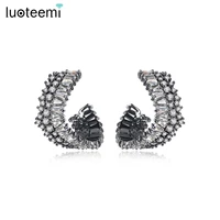 luoteemi hot sell new zircon round big hoop earrings for women earrings jewelry gift 2021 aros bridal wedding jewelry accessory