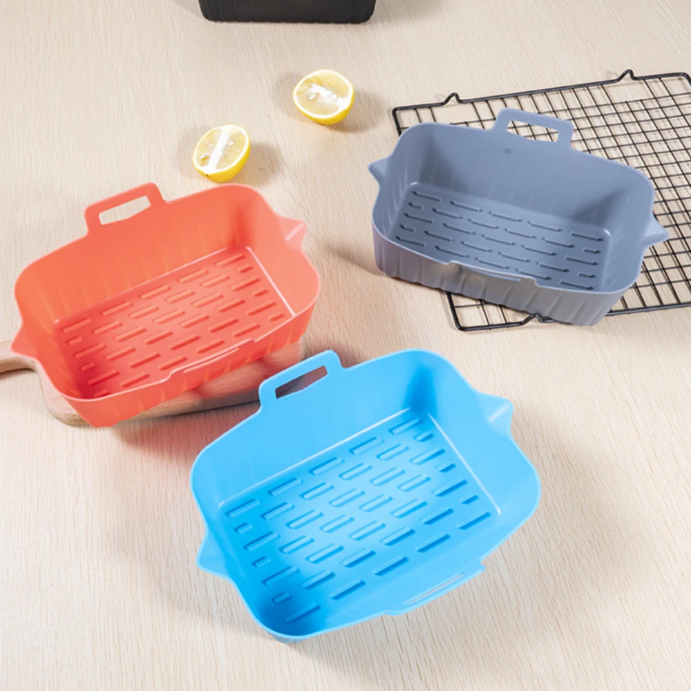 Air Fryer Silicone Pot, Replacement for Paper Liners, 22cm x 16cm Square Silicone Air Fryer Basket, Silicone Bowl For Air Fryer