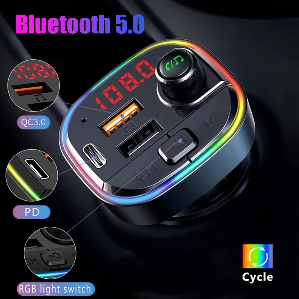 FM-трансмиттер автомобильный совместимый с Bluetooth 5 0 USB-зарядным устройством |