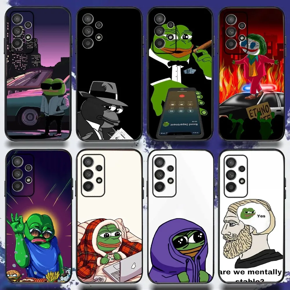 Забавный чехол для телефона P-Pepe Frog Samsung S24 S21 S22 S23 S30 Ultra S20 Plus Fe Lite Note 10 9 цвет черный