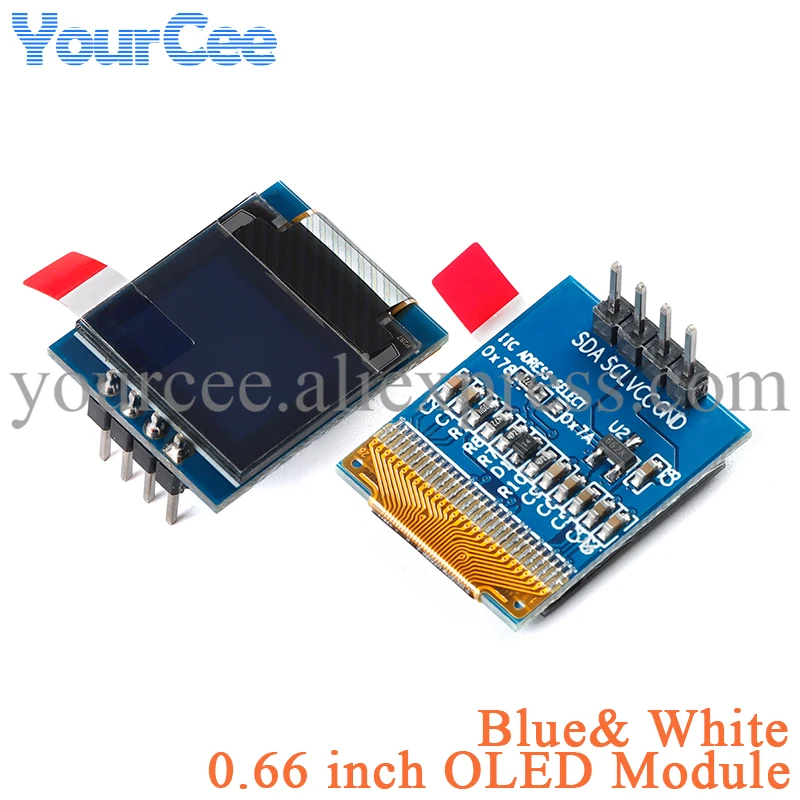 

0.66 inch OLED LCD Dispaly Screen Module 64X48 0.66" White Blue LED IIC I2C SPI Interface SSD1306 Driver for Arduino AVR STM32