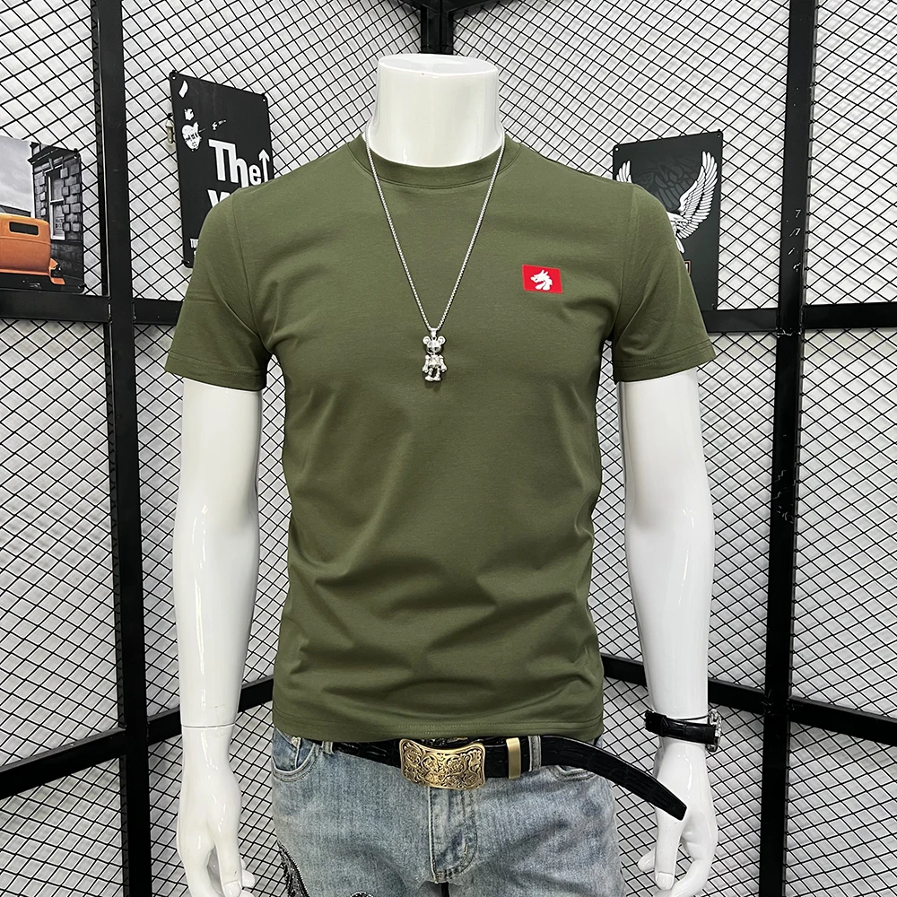 BORUNKE мужская футболка хлопок армейский зеленый