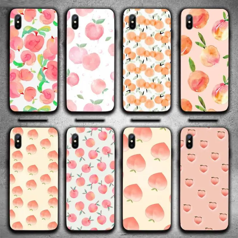 

Pink Peach fruit pattern Phone Case For iphone 12 11 13 7 8 6 s plus x xs xr pro max mini