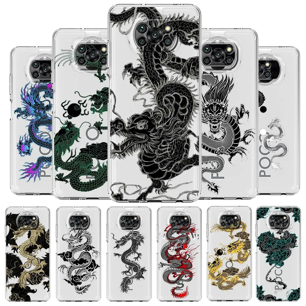 

Dragon Fashion Phone Case for Xiaomi Poco X3 NFC X5 Pro X4 F4 GT F3 M3 M4 Mi 12 11 Lite 5G 11X Ultra 11T Pro 11i Clear Cover