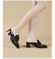 spring autumn ladies high heels patent leather dress shoes square toe high heels boat shoes square toe ladies shoes