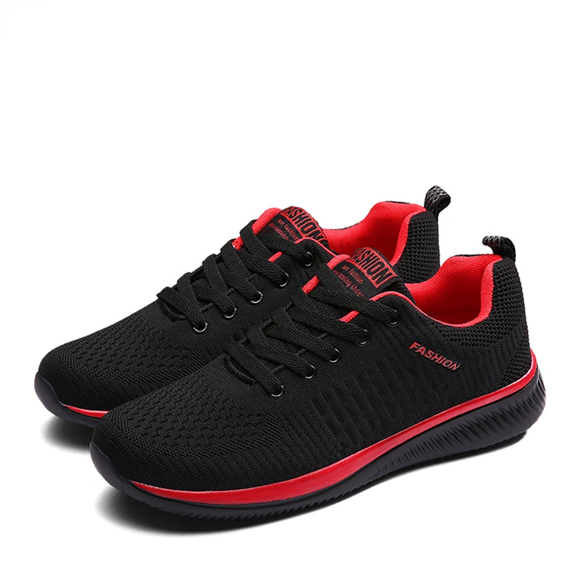 Men's Sneakers Soft Sole Lightweight Breathable Mesh Knit Women's Non-Slip Running Shoes Unisex Lace-Up Casual Walking Shoes