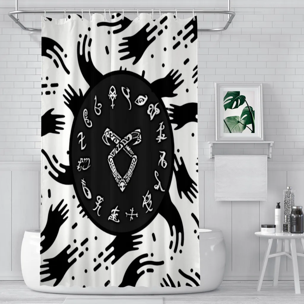 

Runes Shadowhunters Bathroom Shower Curtains Norse Mythology Viking Waterproof Partition Curtain Designed Home Decor Accessories