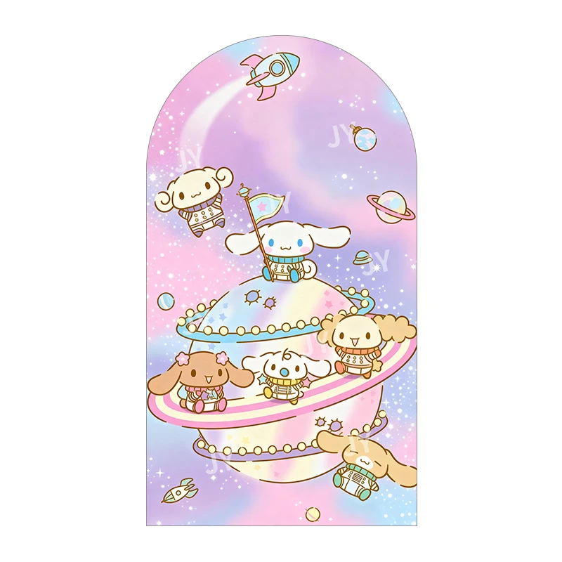 Фото Фон для фотосессии Cinnamoroll Sanrio: космическая тематика, луна, лодка, звездное небо, милый мультяшный декор для дня рождения и детского праздника №2