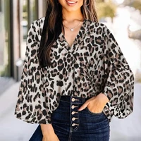 yeezzi summer female casual sexy stylish original fashion crop top loose leopard v neck shirt traf top for women 2022 new