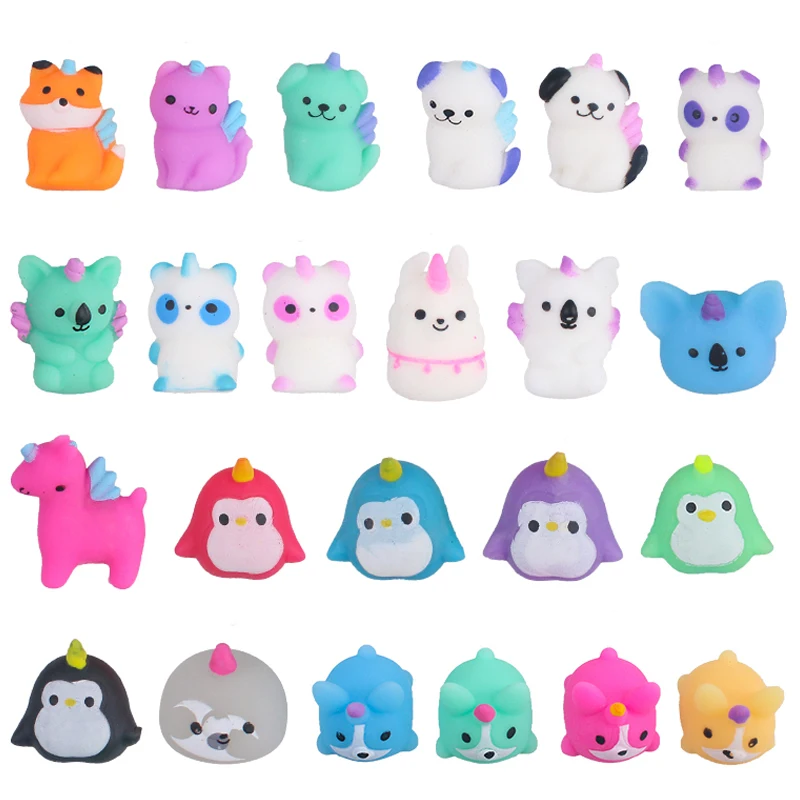 

10Pcs No Repeat Unicorn Animals Cute Mochi Squishy Toys Squeeze Soft Sticky Stress Relief Funny Fidget Toys For Children Gift