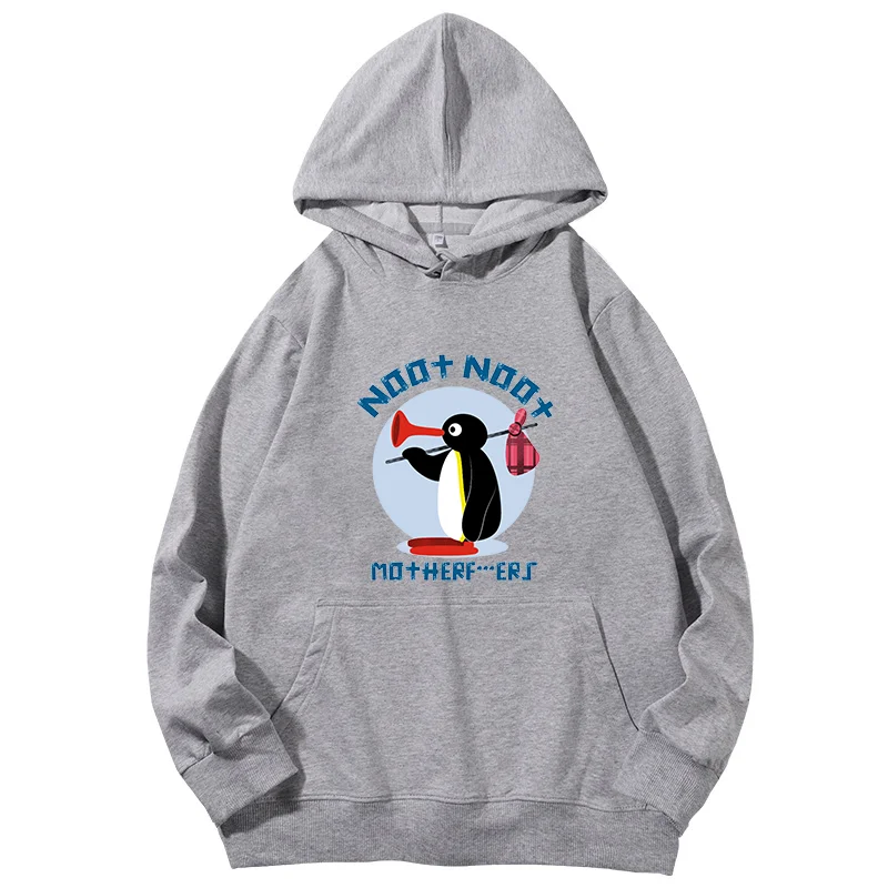 Pingu Noot Noot Motherfurs graphic Hooded sweatshirts cotton Spring Autumn essentials hoodie Harajuku Men's sportswear