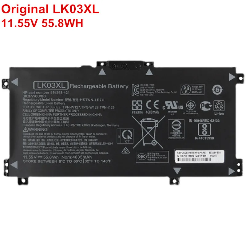 Batería Original para portátil HP ENVY X360 17-BQ 17-CE 15-BP L09281-855, 916368-421 HSTNN-LB7U, calidad genuina, nueva, LK03XL