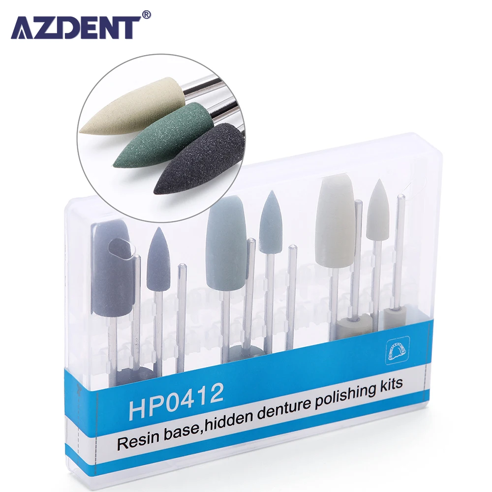 

9Pcs/Box AZDENT Dental Oral Hygiene Resin Base Hidden HP0412 Denture Polishing Kits for Low-Speed Handpiece Teeth Whitening