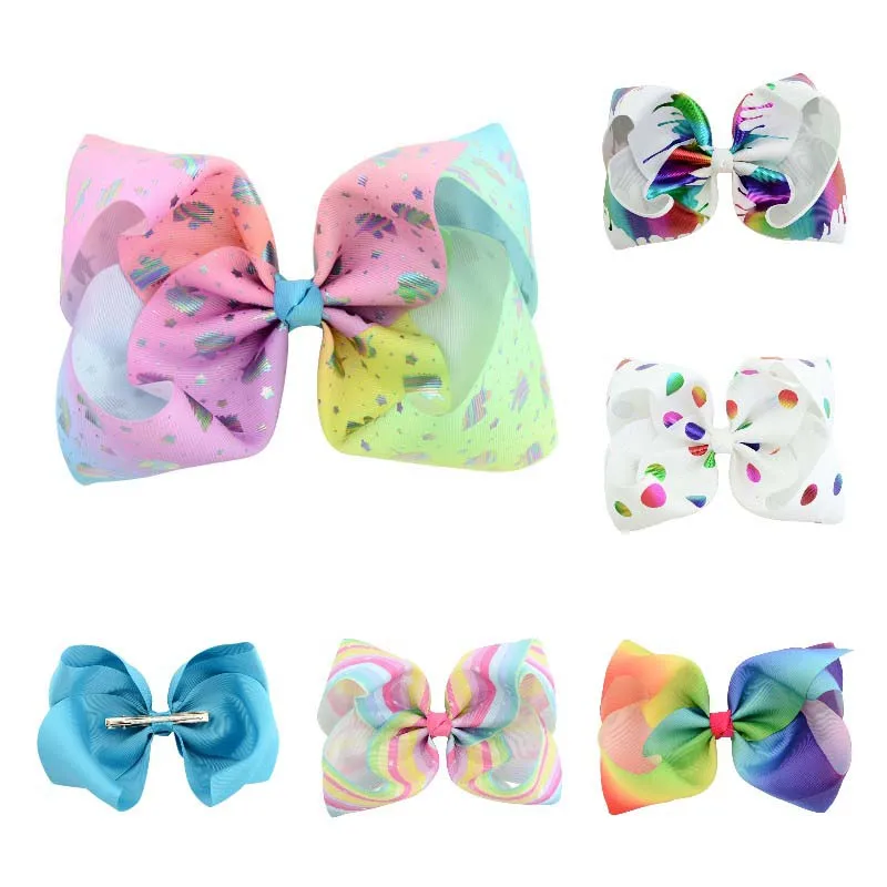 

8 inch JOJO Siwa Unicorn Memaid Hair Bows With Clip For Kids Girls Boutique Hair Clip Hairgrips Hair Accessories Birthday Gifts