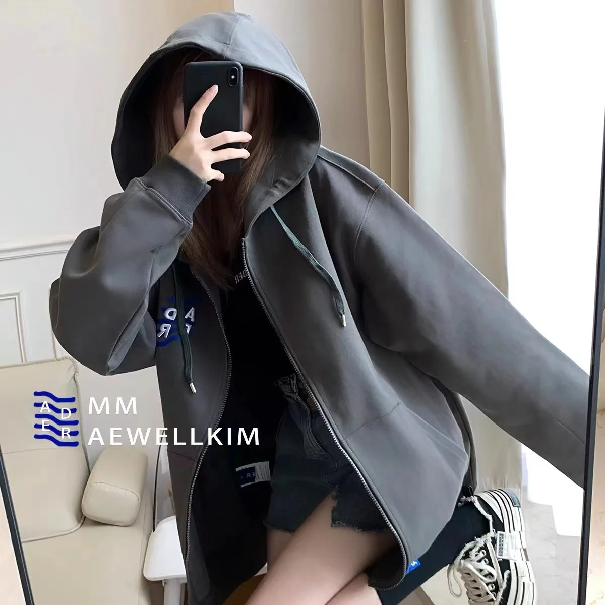 ADER ERROR 1:1 High Quality 5th Anniversary Letter Embroidery Loose Oversized Hoodie Zipper Cardigan Men and Women Couple Jacket