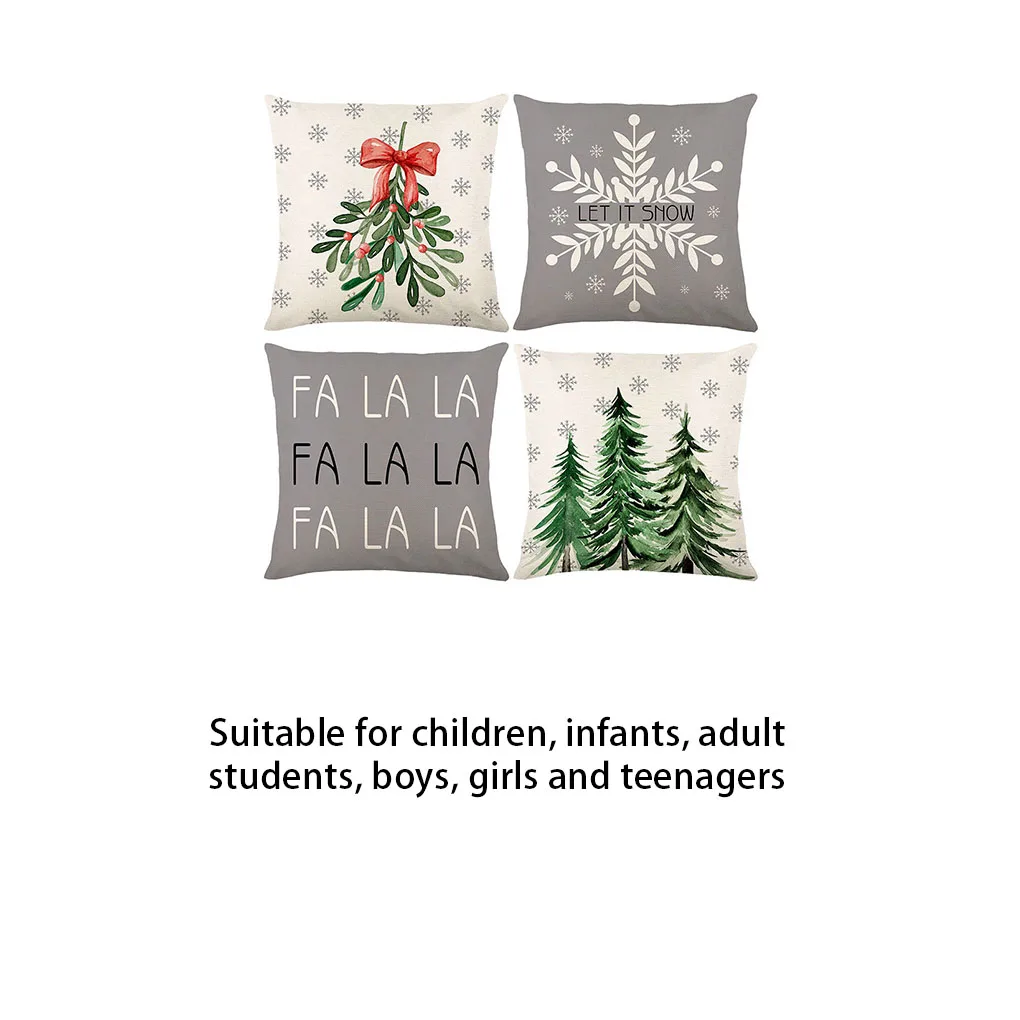 

4 Pieces Christmas Pillow Case Xmas Pillowcase Square Household Office