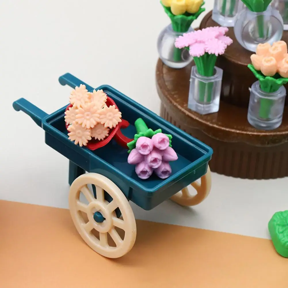 

Plastic 1Set Ingenious Simulation Dollhouse Flower Shop Trolley Universal Mini Flower Shop Simulated for Micro Landscape
