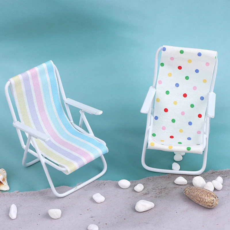 1:12 миниатюрный металлический шезлонг для кукольного домика пляжное кресло