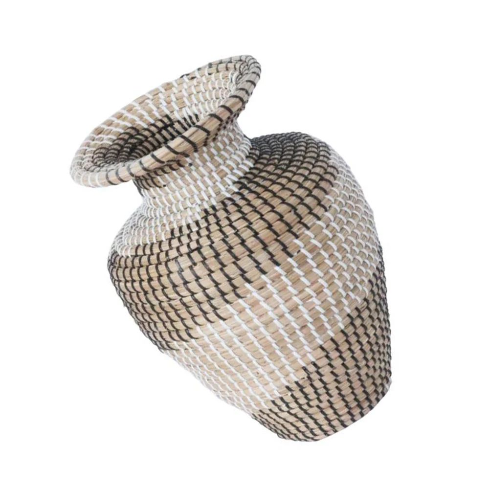 

Vase Basket Flower Wovenorganizer Storage Holder Seagrass Office Weave Wicker Modern Decorative Arrangement Exquisite Flowers