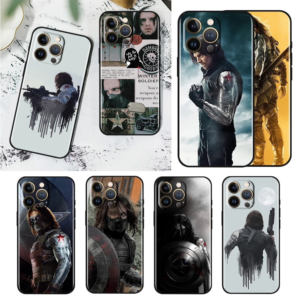 

Marvel Avengers Bucky Case For Apple iPhone 14 13 12 11 Pro Max Mini XS Max X XR 7 8 Plus SE2020 TPU Black Phone Cover