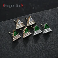exquisite luxury green gold plated stud earrings fashion simple banquet engagement birthday gift ornament