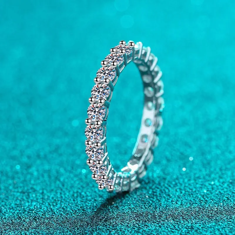 

Trendy 2.2ct D Color VVS1 Moissanite Eternity Band Ring For Women 925 Sterling Silver 3mm Lab Moissanite Gem Wedding Rings Gift