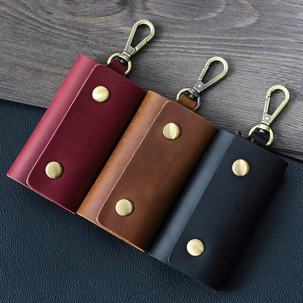 Key Bag Genuine Leather Retro Handmade Cowhide Men's Waist Hanging Tower Buckle Car Multifunctional Household Lock Buckle Bag
